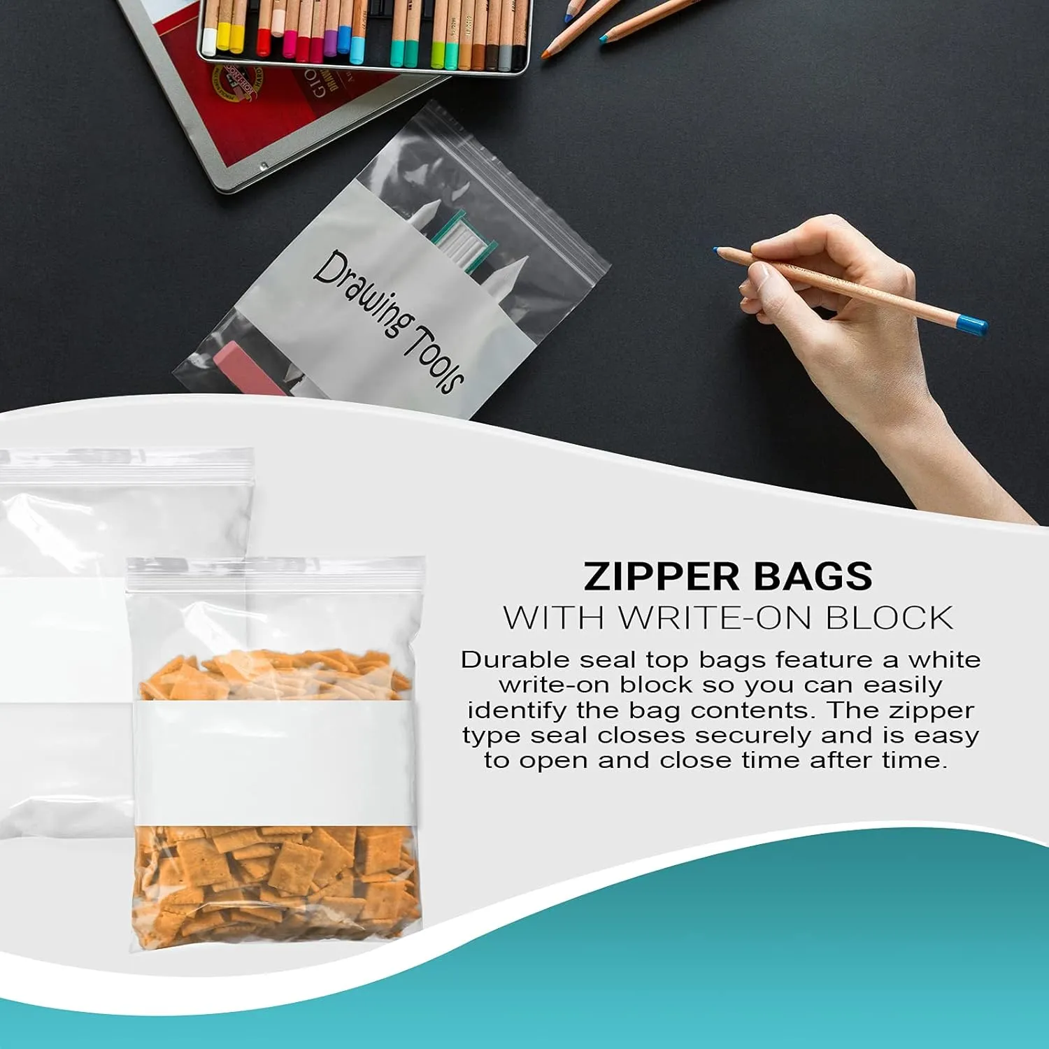APQ Pack of 500 White Block Zipper Bags 12 x 15. Ultra Thick Write on Block Poly Bags 12x15. Thickness 4 mil. Pills Bags. Great for Packing and Storing. Ideal for Industrial, Food Service Needs.