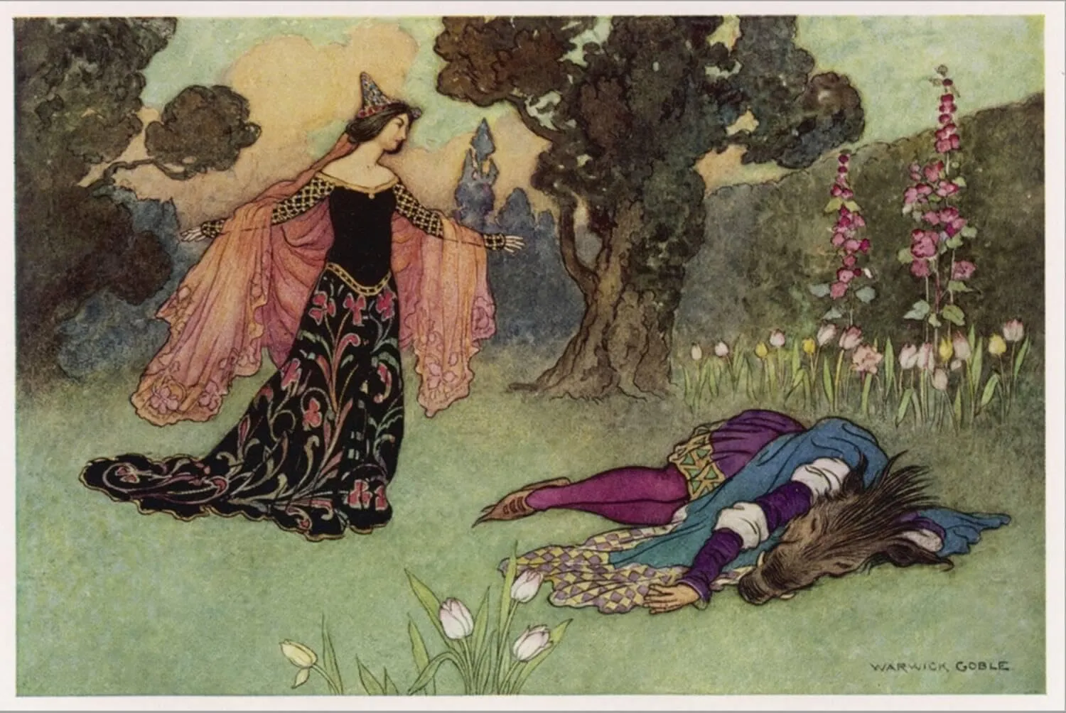 ART.COM Stretched Canvas Print A Midsummer Night's Dream, Titania and Bottom by Warwick Goble, 24" x 16"
