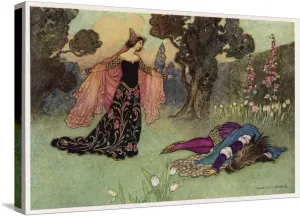 ART.COM Stretched Canvas Print A Midsummer Night's Dream, Titania and Bottom by Warwick Goble, 24" x 16"