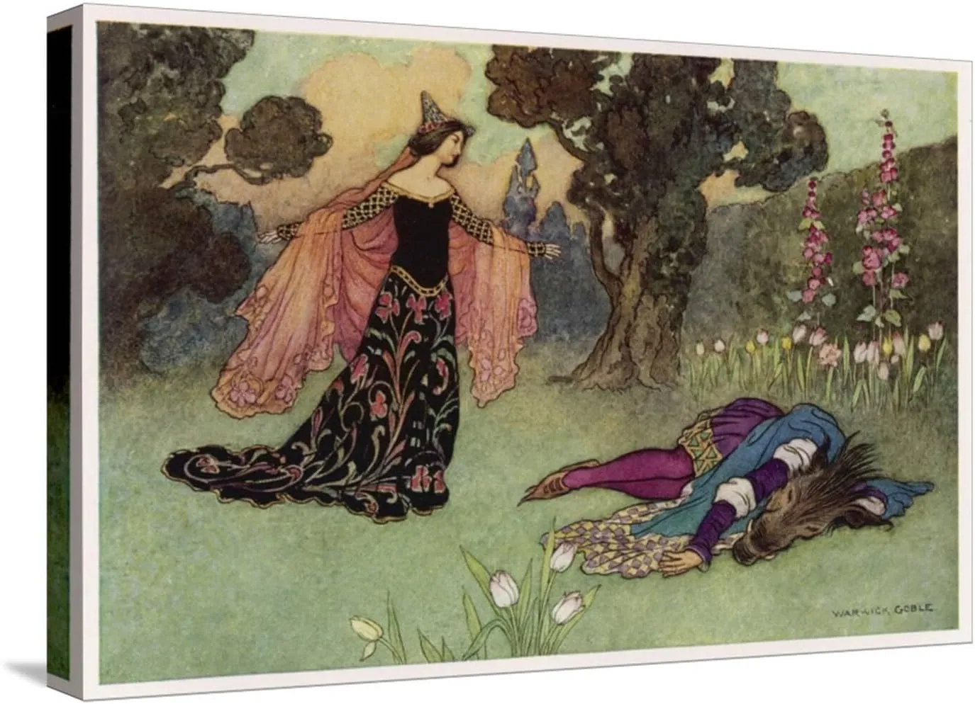 ART.COM Stretched Canvas Print A Midsummer Night's Dream, Titania and Bottom by Warwick Goble, 24" x 16"