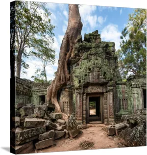 ART.COM Stretched Canvas Print Angkor Wat Cambodia. Ta Prohm Khmer Ancient Buddhist Temple in Jungle Forest. Famous Landmark, Plac by Banana Republic images, 24" x 24"