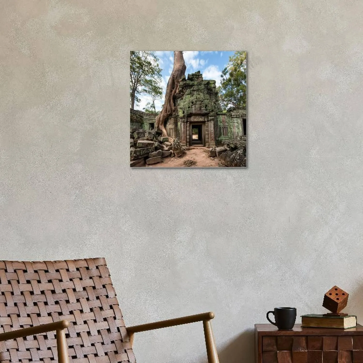 ART.COM Stretched Canvas Print Angkor Wat Cambodia. Ta Prohm Khmer Ancient Buddhist Temple in Jungle Forest. Famous Landmark, Plac by Banana Republic images, 24" x 24"
