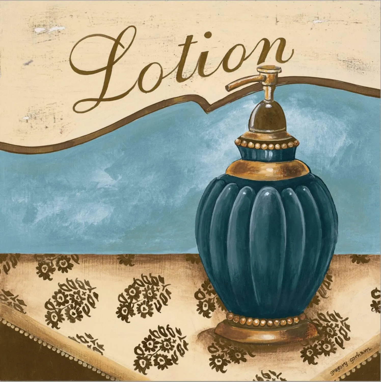 ART.COM Stretched Canvas Print Bath Accessories IV - Blue Lotion by Gregory Gorham, 16" x 16"