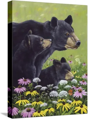ART.COM Stretched Canvas Print Black Bears by Fred Szatkowski, 12" x 16"