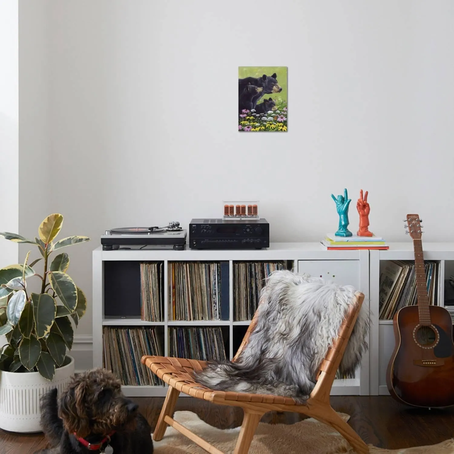 ART.COM Stretched Canvas Print Black Bears by Fred Szatkowski, 12" x 16"