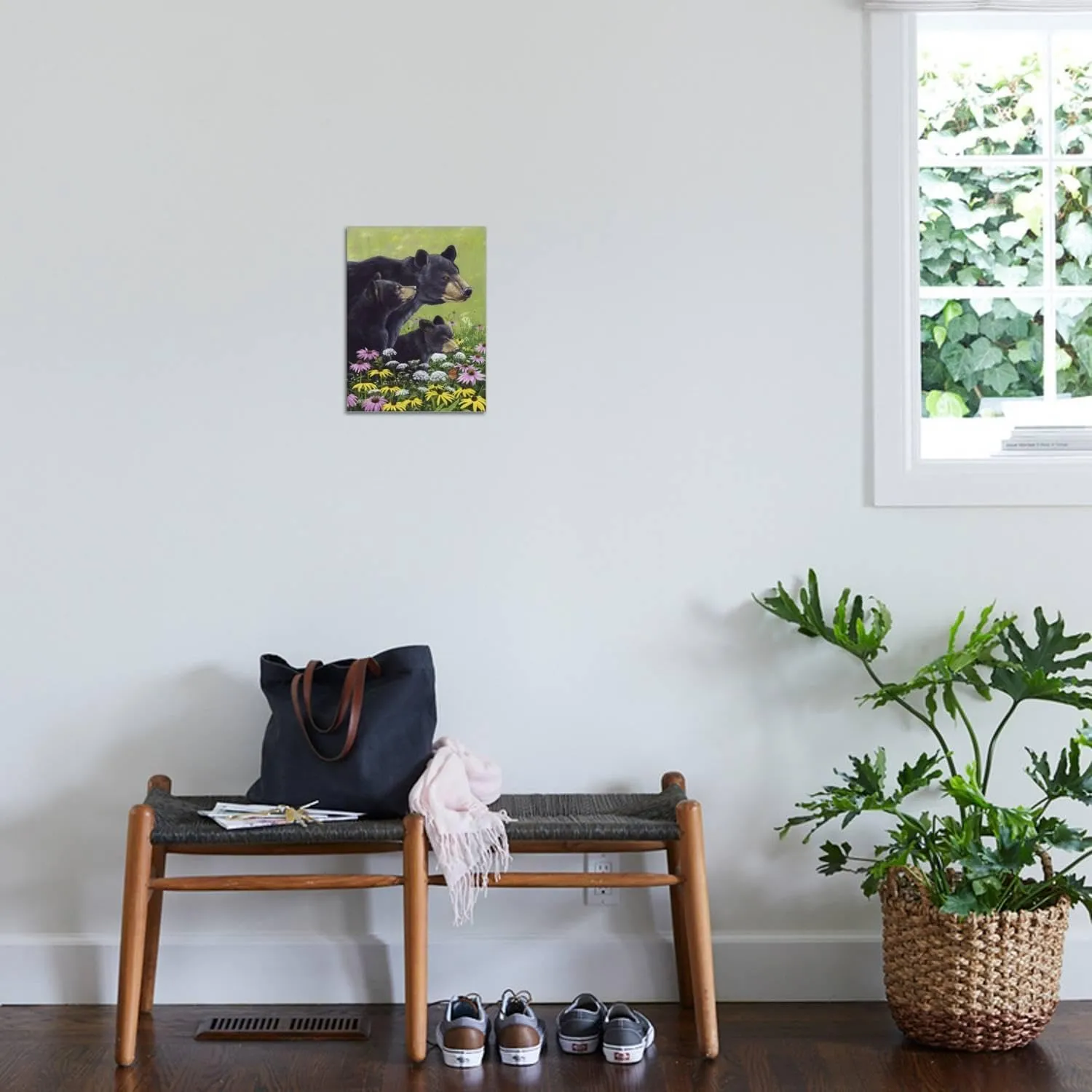 ART.COM Stretched Canvas Print Black Bears by Fred Szatkowski, 12" x 16"