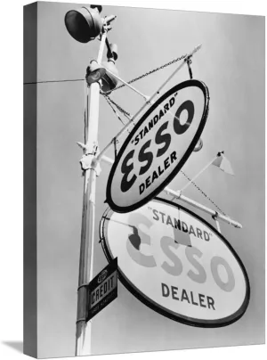 ART.COM Stretched Canvas Print Esso Gasoline Dealer Sign on Chestnut St. in Philadelphia in 1939, 12" x 16"