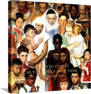 ART.COM Stretched Canvas Print Golden Rule (Do unto others), April 1,1961" by Norman Rockwell, 24x24