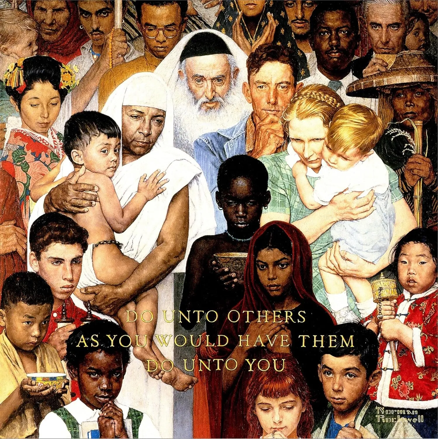 ART.COM Stretched Canvas Print Golden Rule (Do unto others), April 1,1961" by Norman Rockwell, 24x24