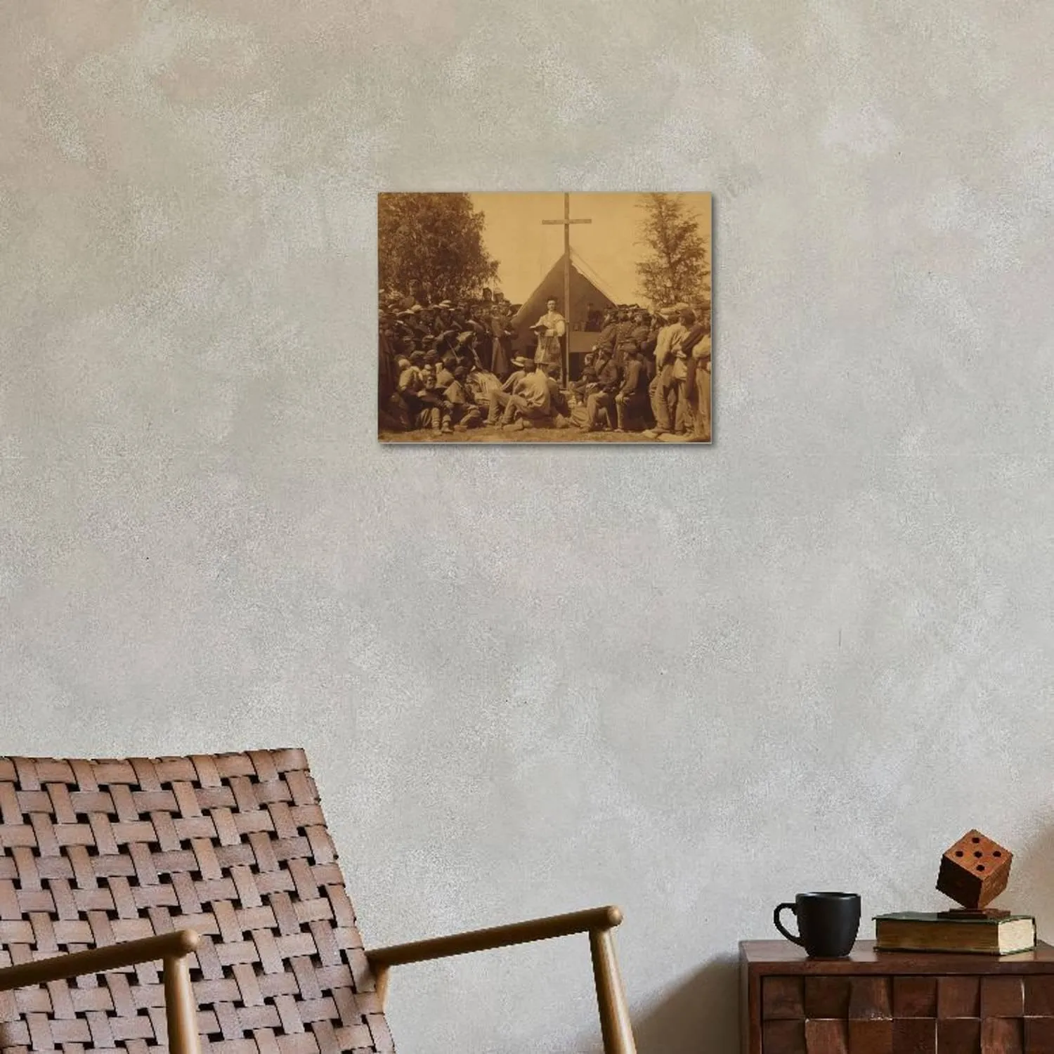 ART.COM Stretched Canvas Print Irish-American Civil War Soldiers Attend Mass in Camp, 1861, 24" x 18"
