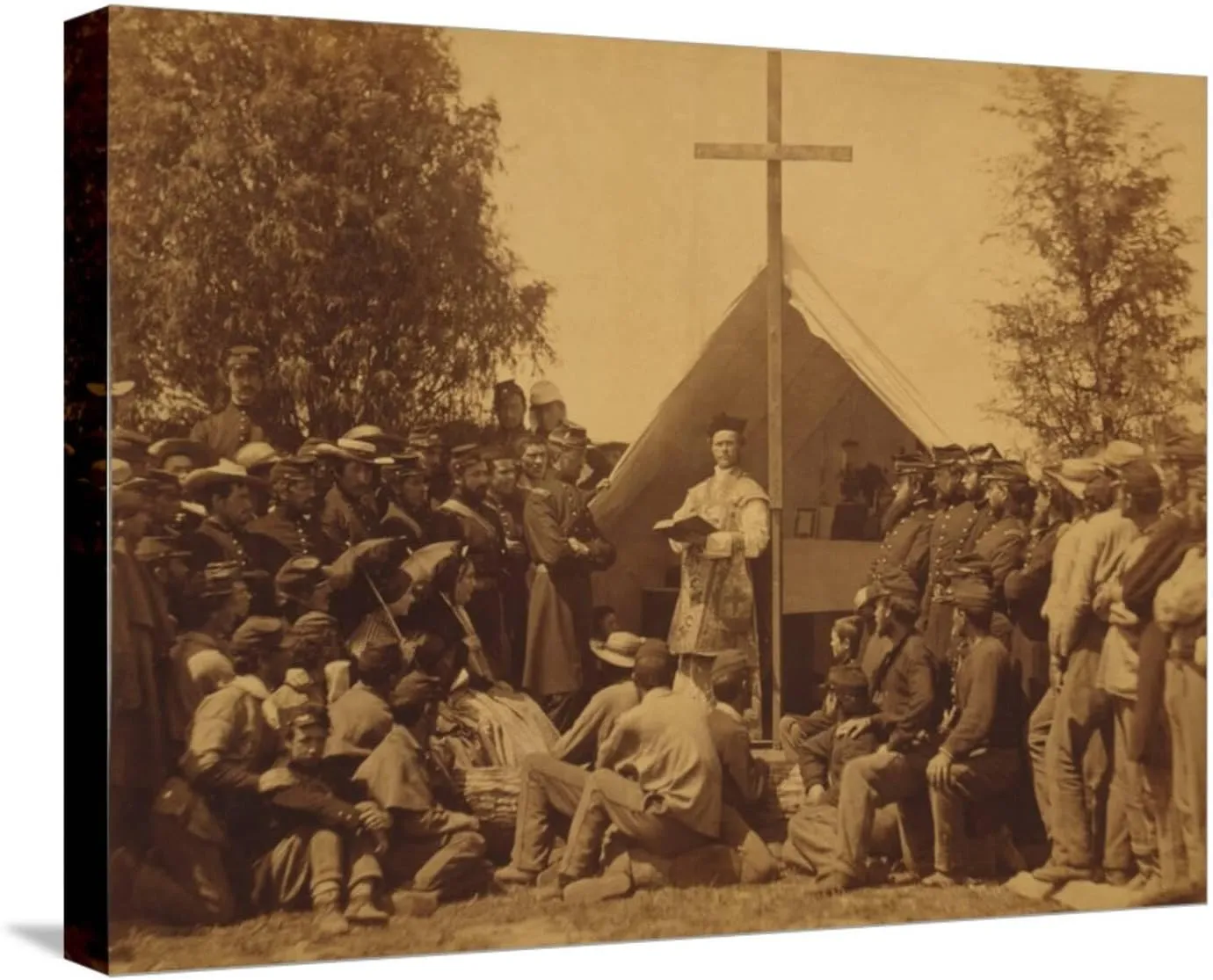 ART.COM Stretched Canvas Print Irish-American Civil War Soldiers Attend Mass in Camp, 1861, 24" x 18"