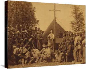 ART.COM Stretched Canvas Print Irish-American Civil War Soldiers Attend Mass in Camp, 1861, 24" x 18"