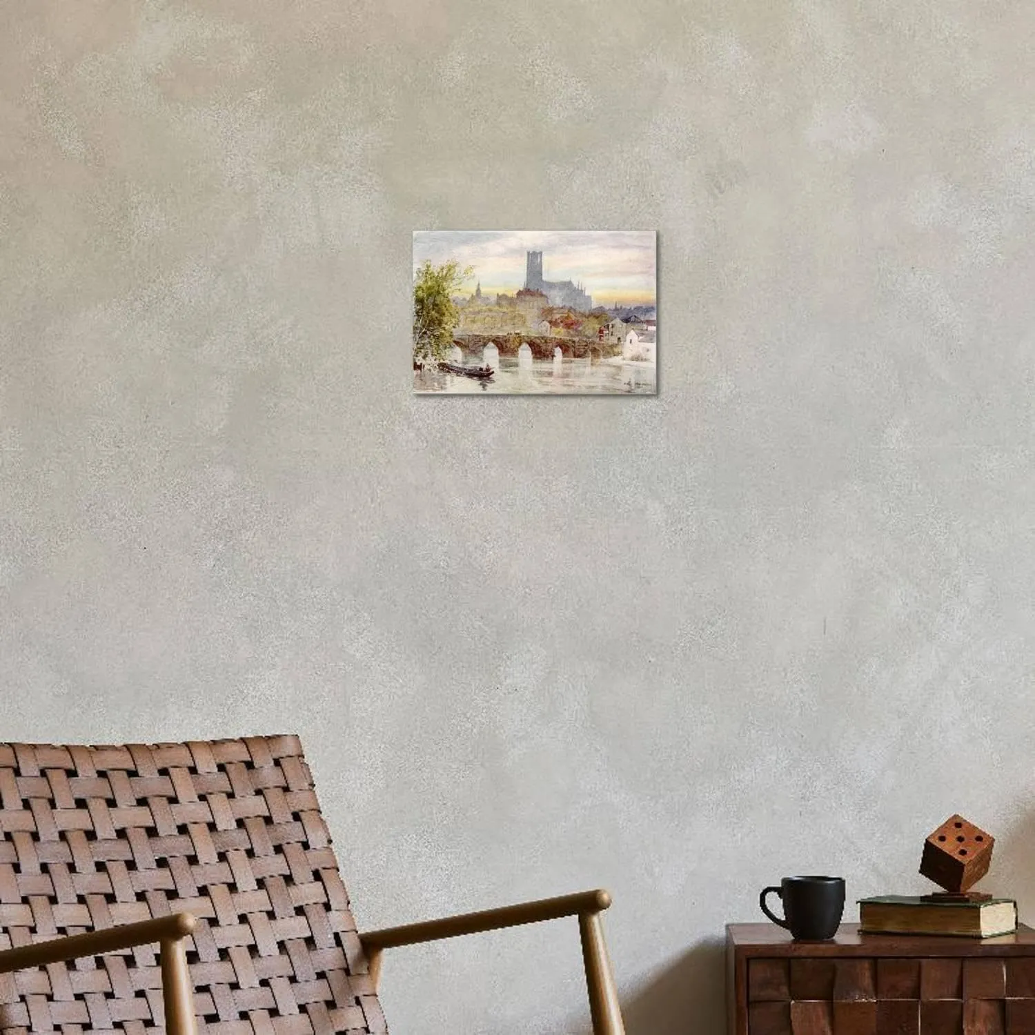 ART.COM Stretched Canvas Print Limoges: General View of the River, Bridge and Cathedral, 18" x 12"