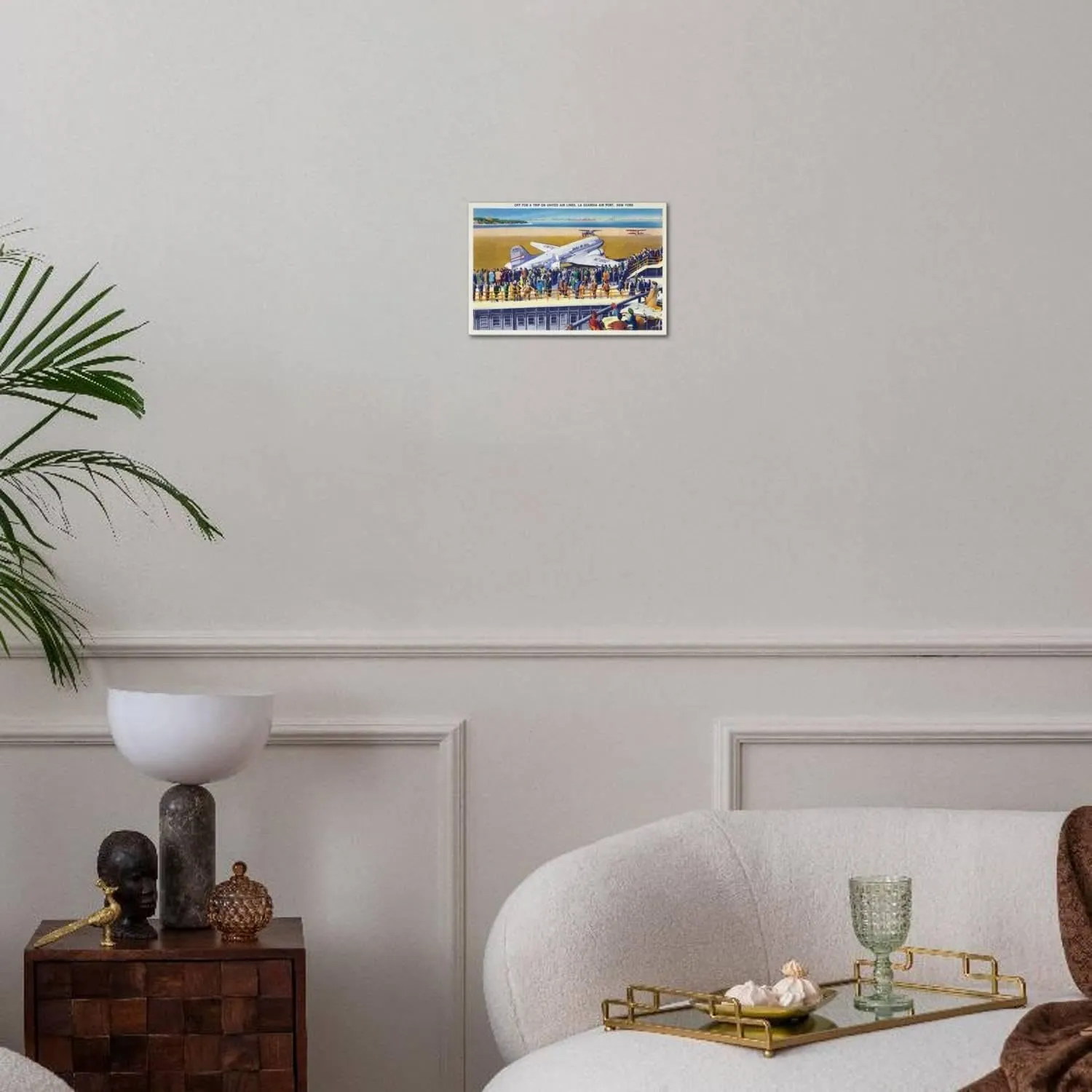 ART.COM Stretched Canvas Print New York City, New York - United Airlines Plane Departing La Guardia by Lantern Press, 18" x 12"