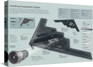 ART.COM Stretched Canvas Print Northrop Grumman B-2 Spirit., 18" x 12"