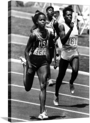 ART.COM Stretched Canvas Print Olympic Games in Los Angeles, 1984 : American Evelyn Ashford Winning the 100M, on R : Heather Oaks, 24" x 32"