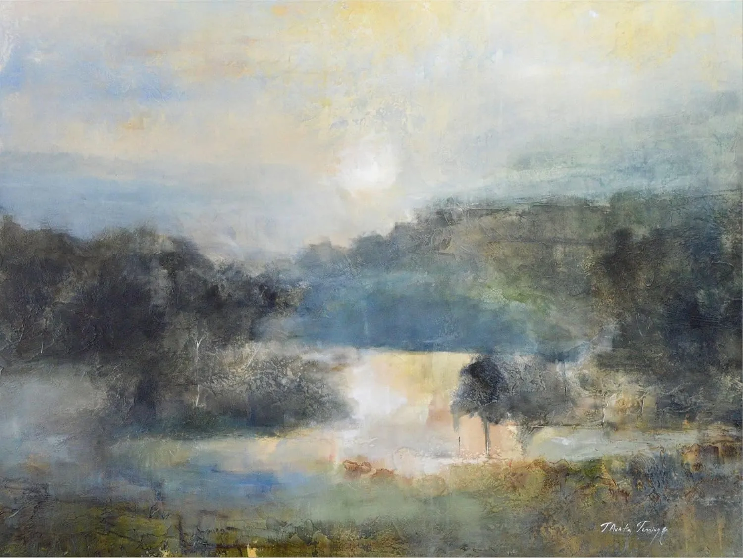 ART.COM Stretched Canvas Print Valley Blue by J Austin Jennings, 16x12
