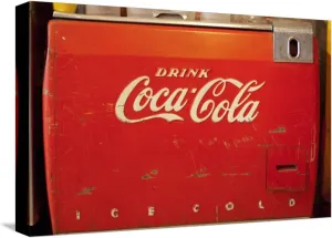 ART.COM Stretched Canvas Print Vintage Drink Coca Cola Ice Cold Coke Vending Machine Photo Poster, 18" x 12"