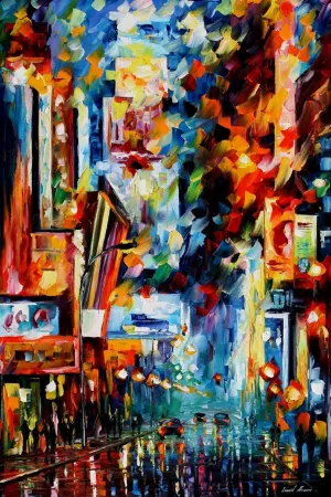 ART.COM Wall Art Prints Night Broadway by Leonid Afremov, Abstract Decor, 12" x 18"