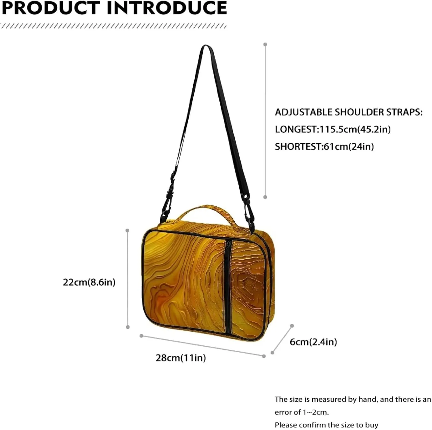 Artistic Wood Grain Large Bible Cover w/Shoulder Strap, Carrying Book Case Church Bag Bible Protective w/Pen Slots and Zippered Pocket, Gift for Women Men