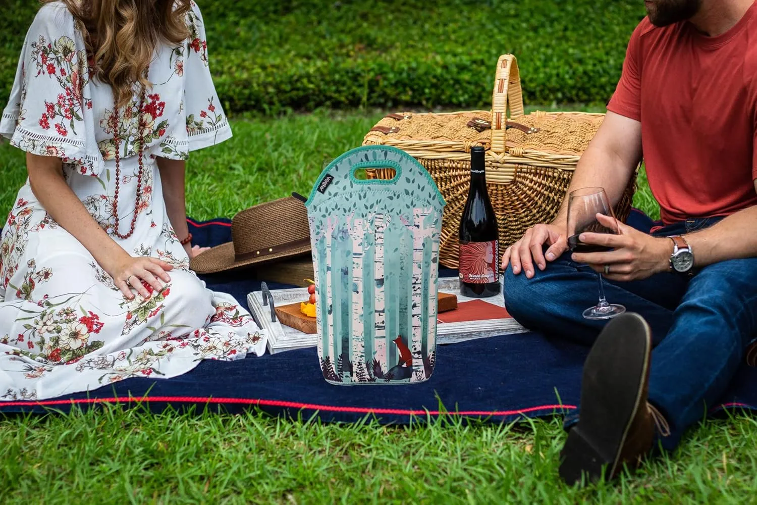 Artists Collective Neoprene Beverage Bag | Carry and Chill Champagne, Wine and Beer Bottles - Designed by Michelle Li Bothe (Germany) Birches - Wine