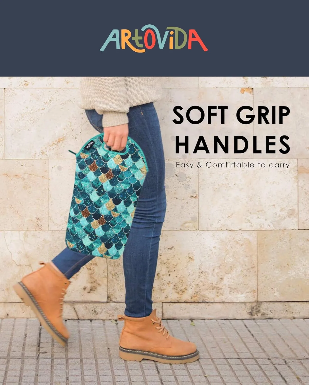 Artists Collective Neoprene Beverage Bag | Carry and Chill Champagne, Wine and Beer Bottles - Designed by Monika Strigel (Germany) Really Mermaid - Wine