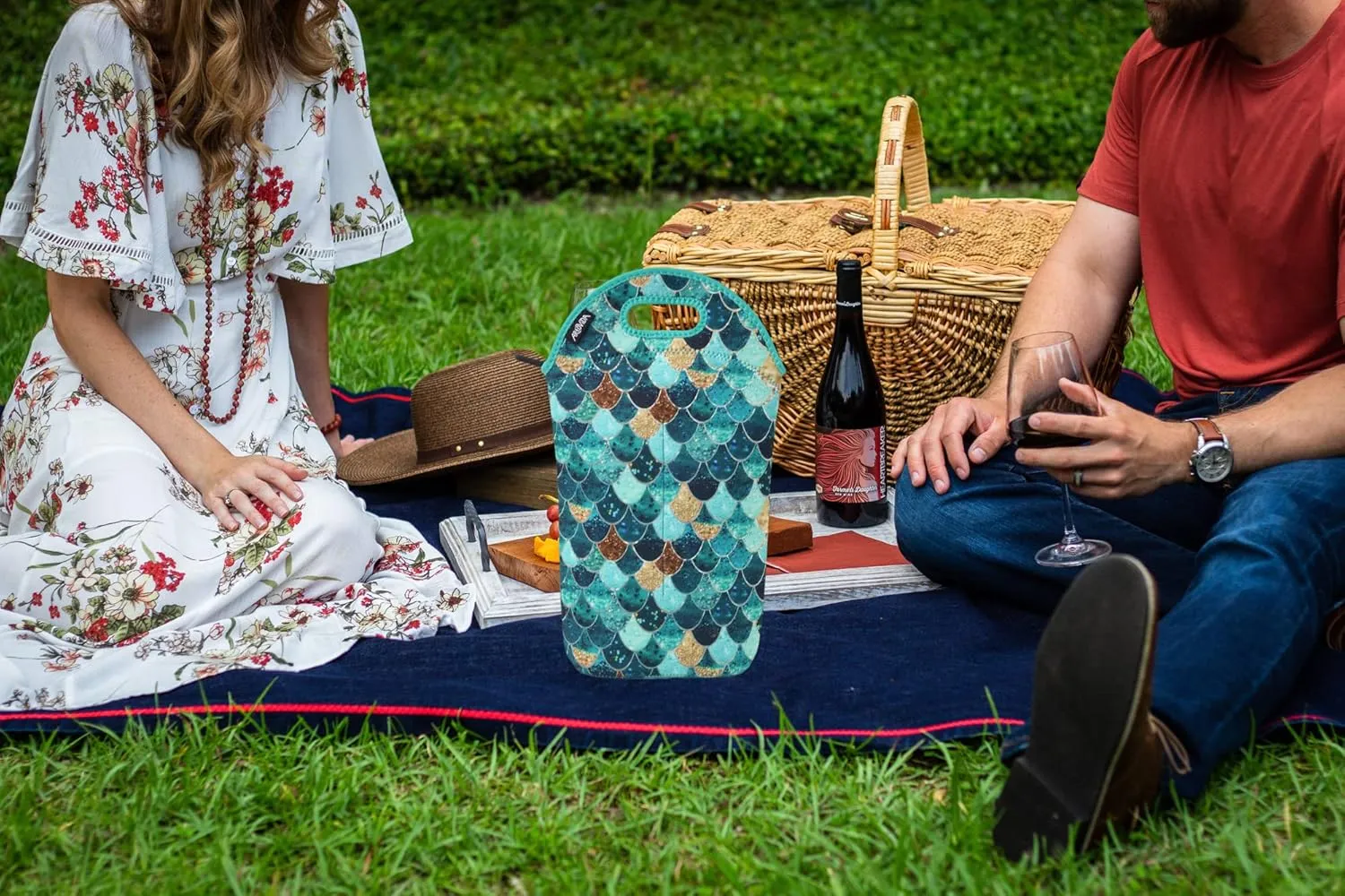 Artists Collective Neoprene Beverage Bag | Carry and Chill Champagne, Wine and Beer Bottles - Designed by Monika Strigel (Germany) Really Mermaid - Wine