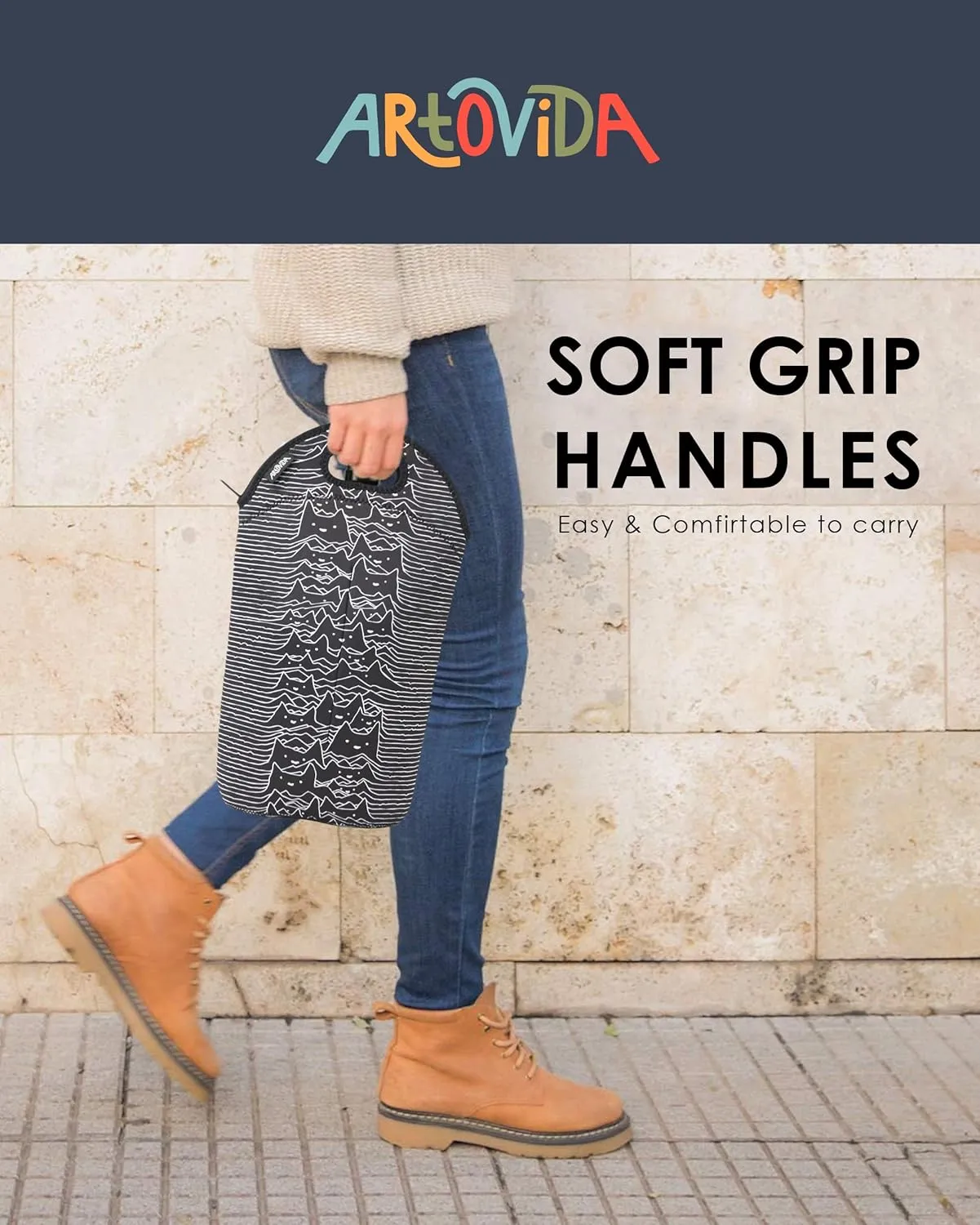Artists Collective Neoprene Beverage Bag | Carry and Chill Champagne, Wine and Beer Bottles - Designed by Tobe Fonseca (Brazil) Furr Division Cats - Wine
