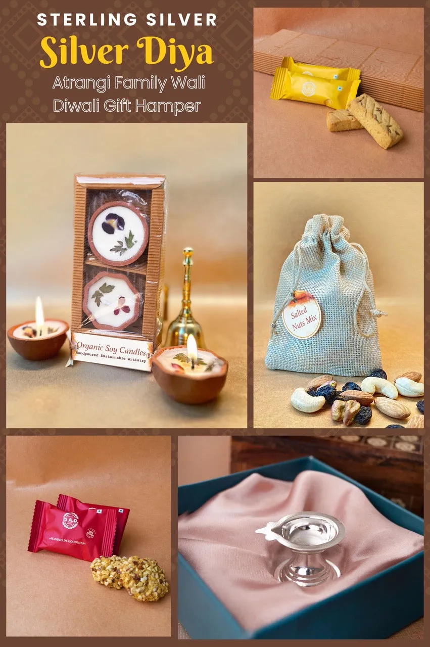 Auspicious Pooja 925 Sterling Silver Diya Stand Diwali Gift Hamper