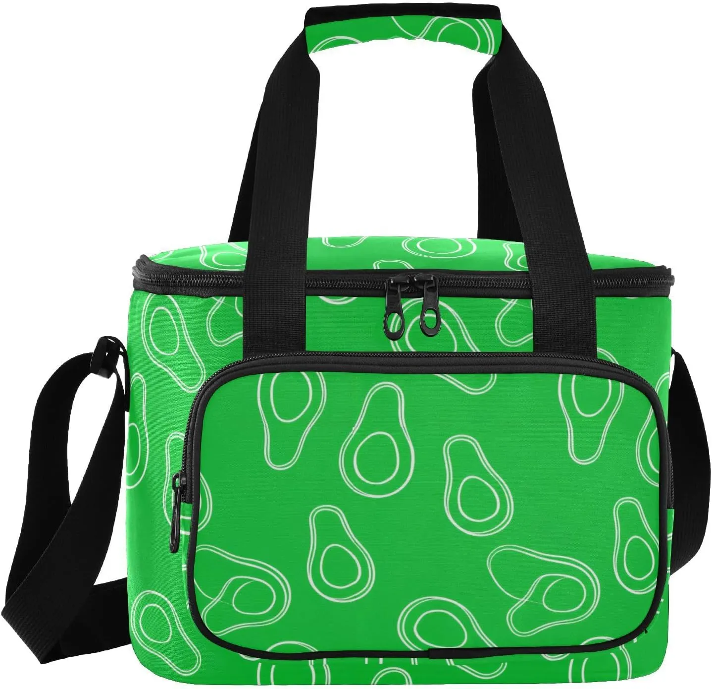 Avocado Fruit Green Insulated Cooler Bag for Women Men Leakproof 24 Can Camping Cooler Tote for Travel Outdoors Trip