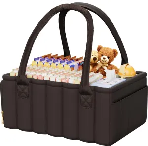 Baby Diaper Caddy Organizer Storage Basket for Diapers Baby Shower BasketNursery Diaper Organizer Portable Diaper Storage Newborn Essentials - Baby Caddy Organizer for Diaper Station (Honest Brown)