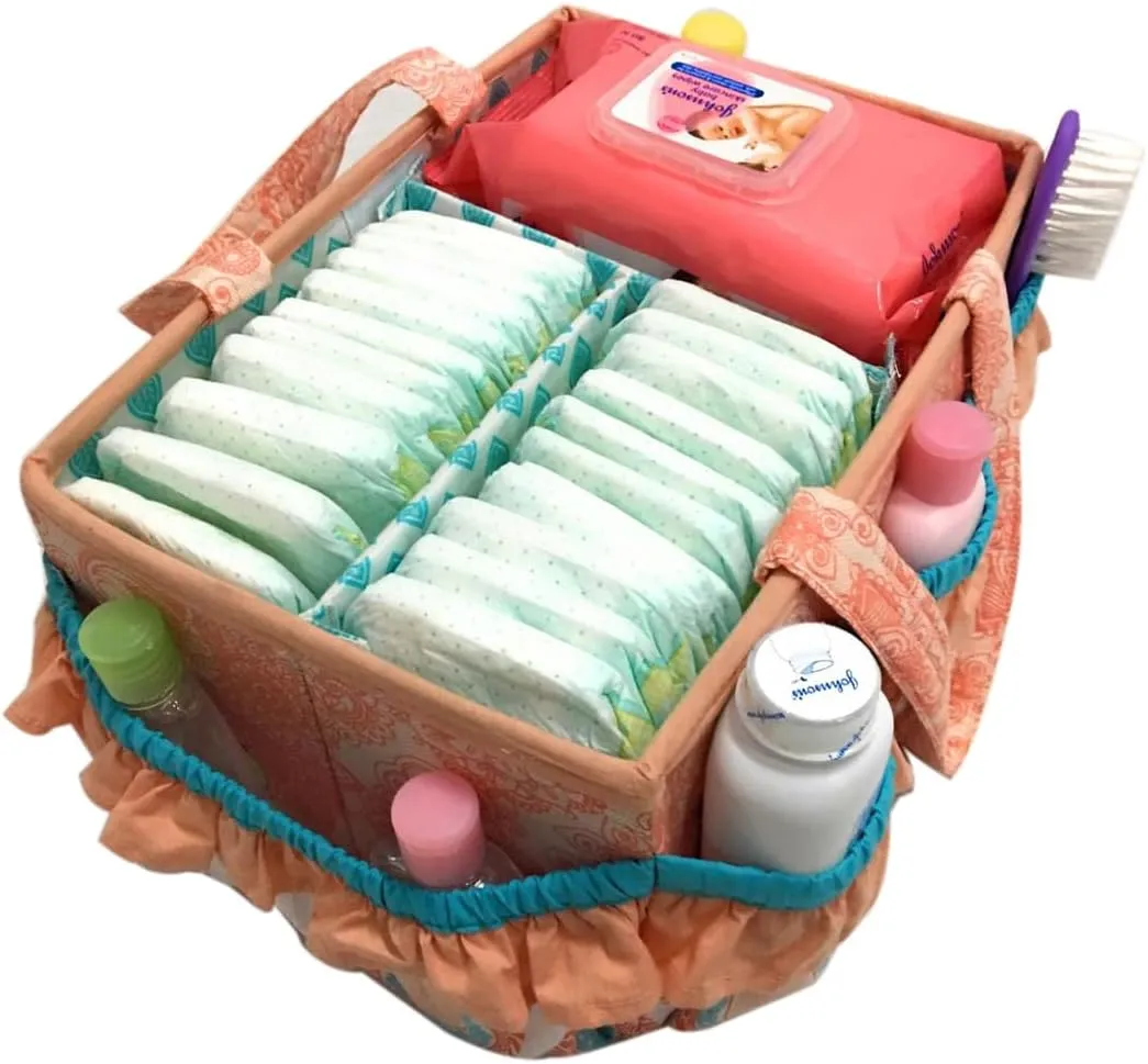 Bacati - Paisley Kids Storage (Nursery Storage Caddy, Coral/Aqua)