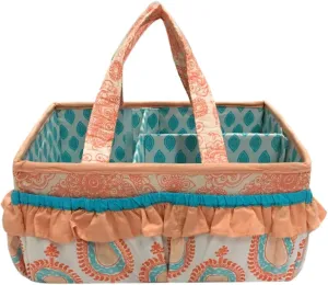 Bacati - Paisley Kids Storage (Nursery Storage Caddy, Coral/Aqua)