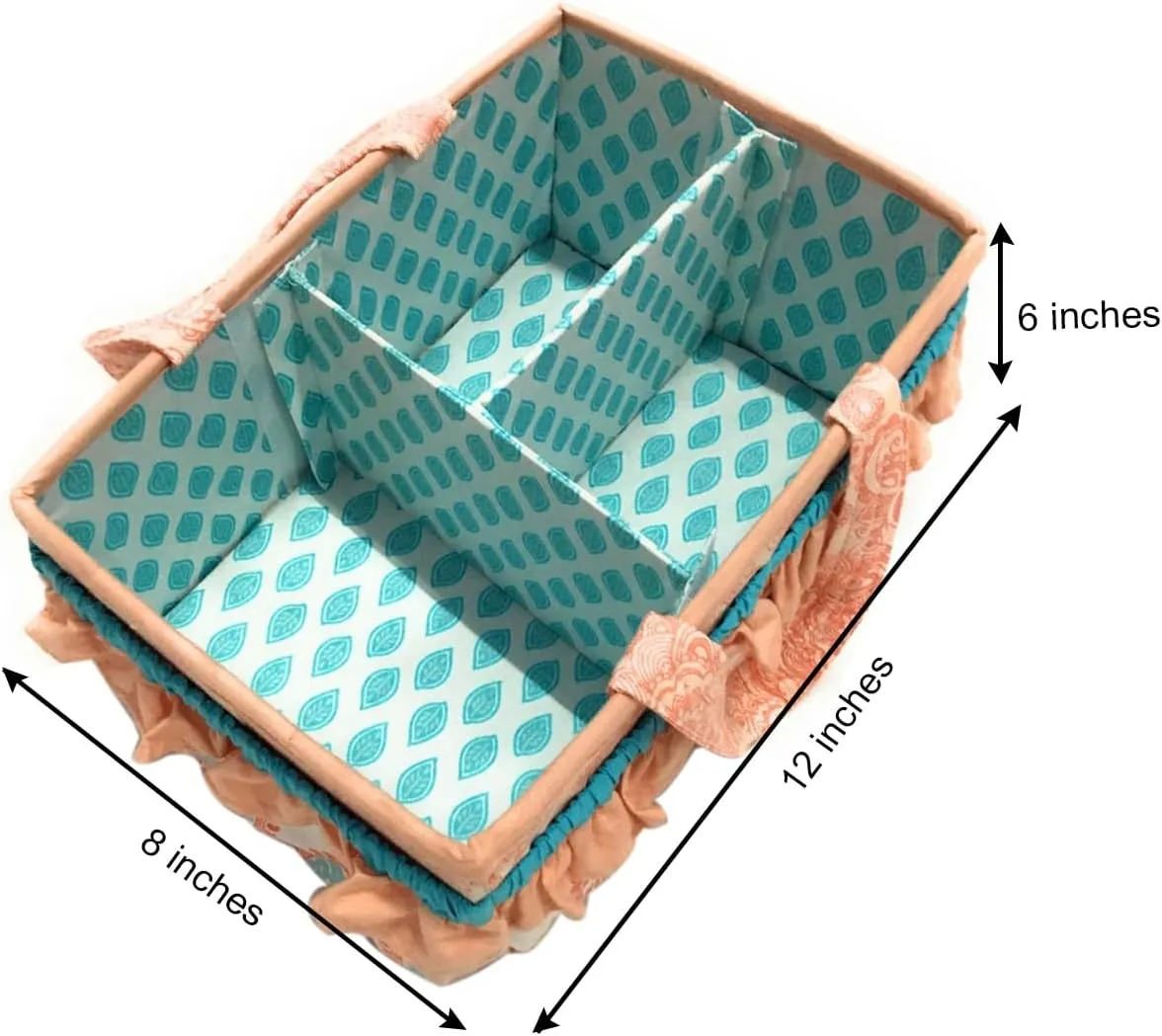 Bacati - Paisley Kids Storage (Nursery Storage Caddy, Coral/Aqua)