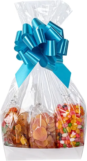 Bag Tek 8 x 4 x 18 Inch Gift Basket Bags, 100 Bags For Part Favors - With Gusseted Sides, Disposable, Clear Plastic Basket Bags, For Wedding Or Party Gifts- Restaurantware
