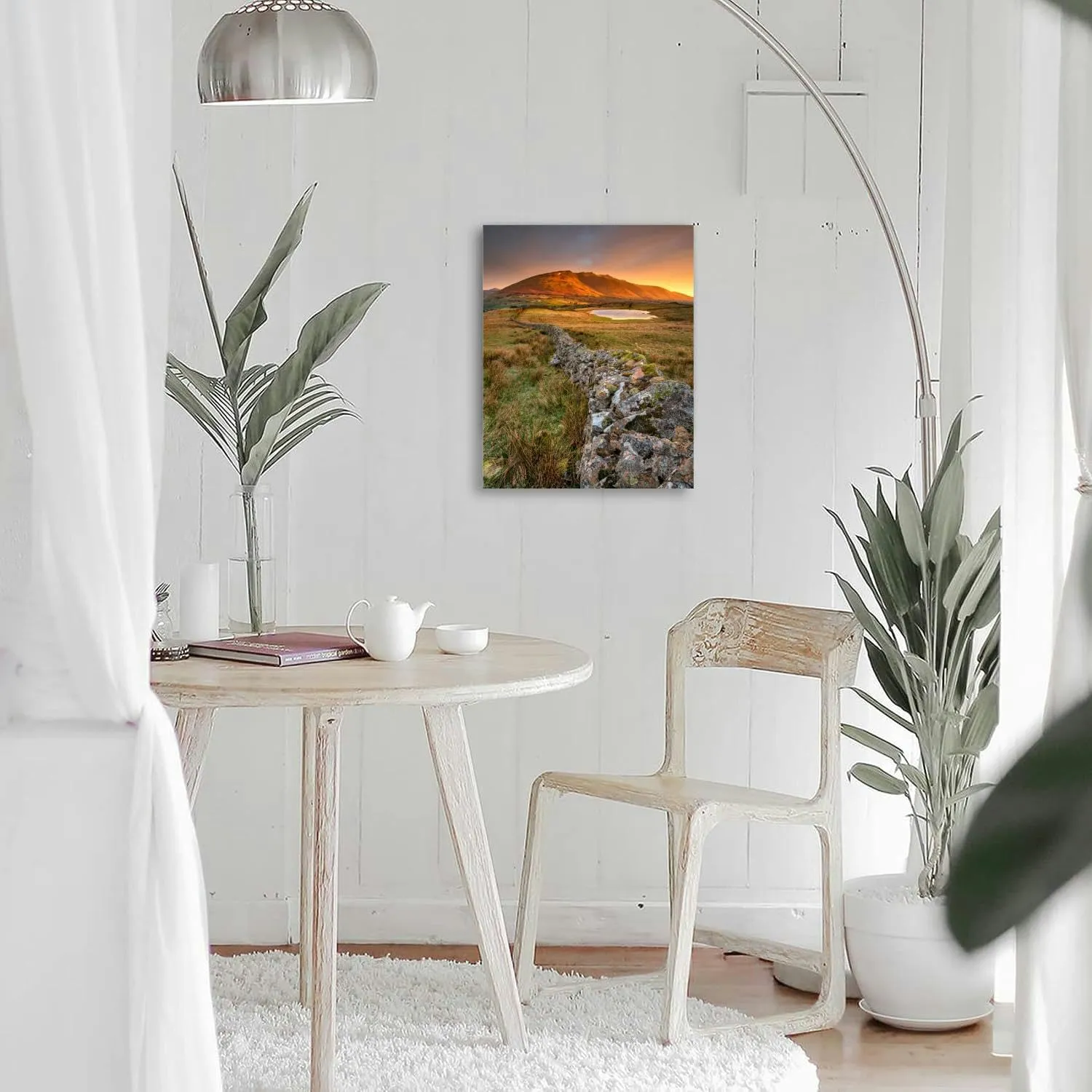 Bathroom Wall Art Decor Bathroom Pictures for Wall Artwork Bright Golden Sunrise Over Mountain Tops The English Lake Framed Canvas Wall Art for Bedroom Dining Room Farmhouse 16"x20"