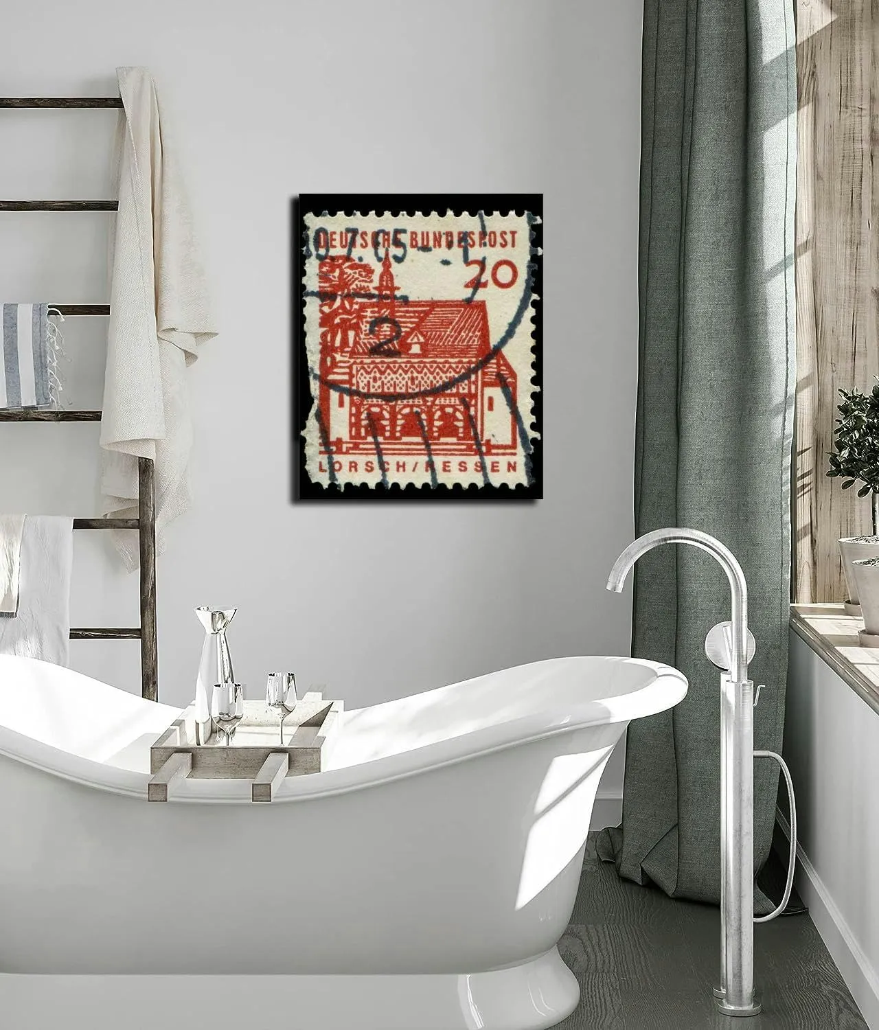 Bathroom Wall Art Decor Bathroom Pictures for Wall Artwork GERMANY stamp : Gatehouse Framed Canvas Wall Art for Bedroom Dining Room Farmhouse 16"x20"