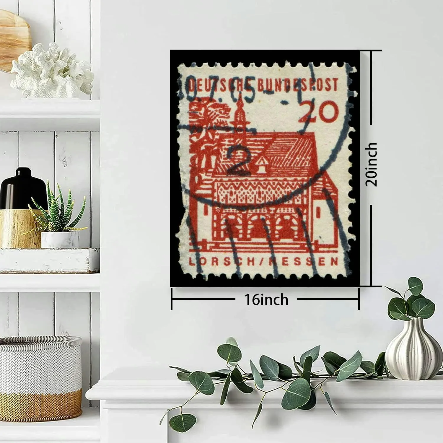 Bathroom Wall Art Decor Bathroom Pictures for Wall Artwork GERMANY stamp : Gatehouse Framed Canvas Wall Art for Bedroom Dining Room Farmhouse 16"x20"