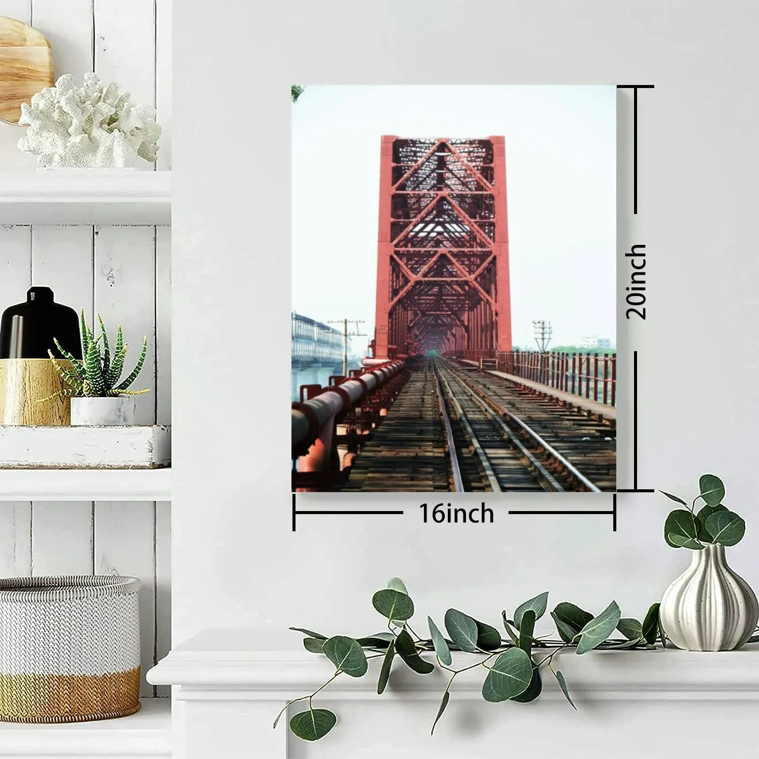 Bathroom Wall Art Decor Bathroom Pictures for Wall Artwork Hardinge Bridge Railway Bridge Framed Canvas Wall Art for Bedroom Dining Room Farmhouse 16"x20"