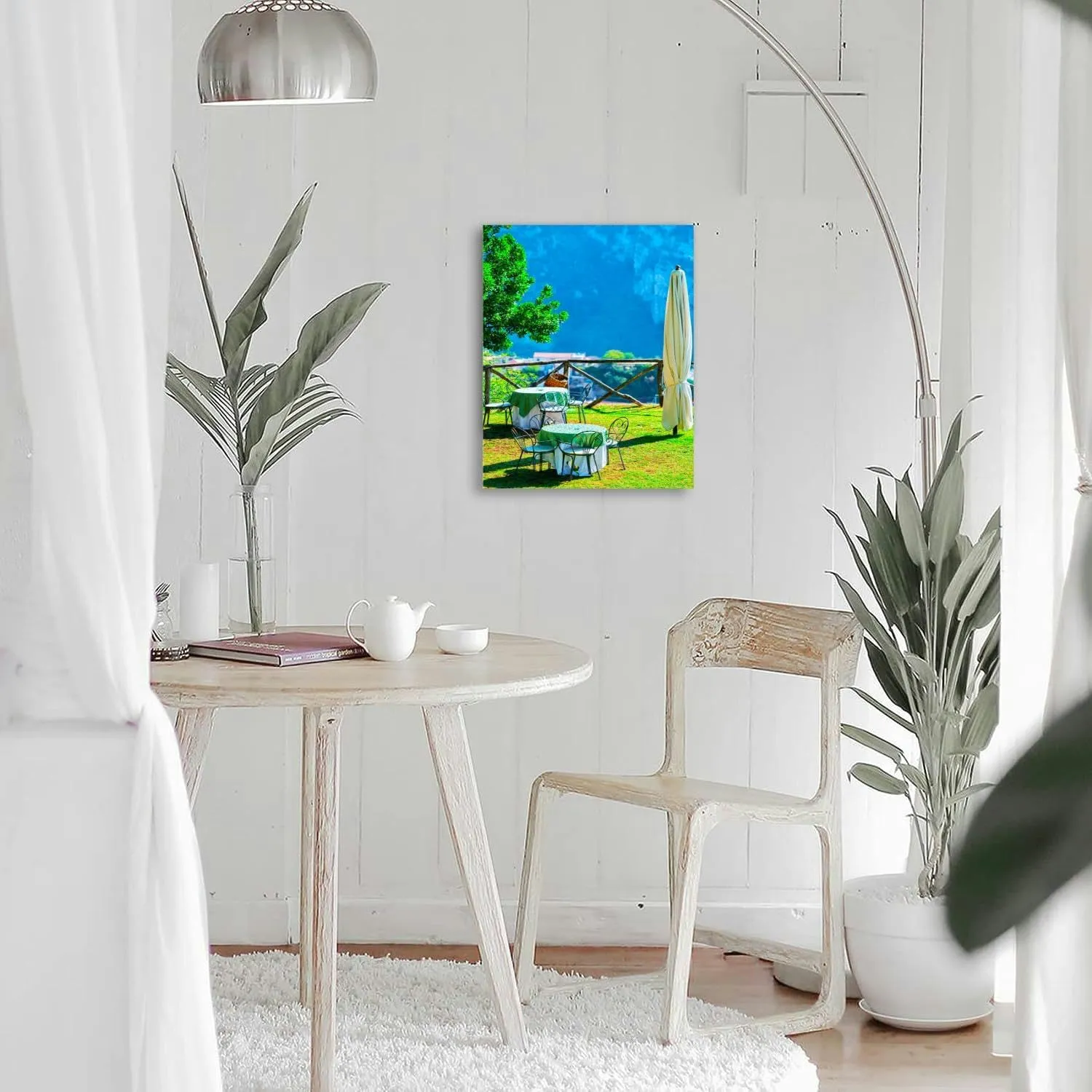 Bathroom Wall Art Decor Bathroom Pictures for Wall Artwork Open air street restaurant village reflex Framed Canvas Wall Art for Bedroom Dining Room Farmhouse 16"x20"