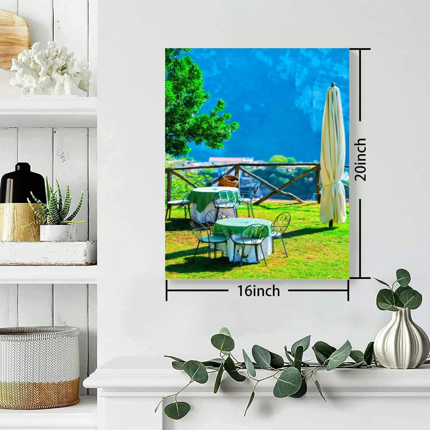 Bathroom Wall Art Decor Bathroom Pictures for Wall Artwork Open air street restaurant village reflex Framed Canvas Wall Art for Bedroom Dining Room Farmhouse 16"x20"