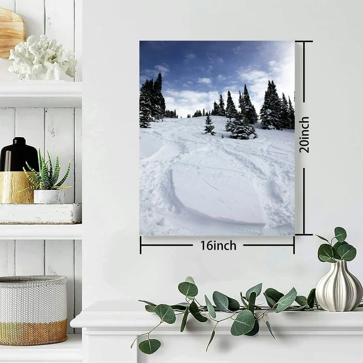 Bathroom Wall Art Decor Bathroom Pictures for Wall Artwork Ski Fresh Tracks Powder Snow Framed Canvas Wall Art for Bedroom Dining Room Farmhouse 16"x20"