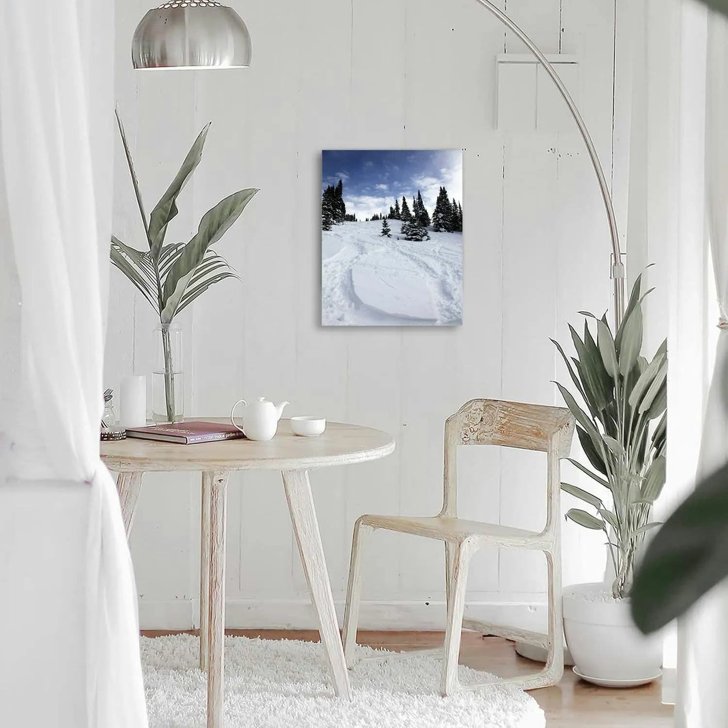 Bathroom Wall Art Decor Bathroom Pictures for Wall Artwork Ski Fresh Tracks Powder Snow Framed Canvas Wall Art for Bedroom Dining Room Farmhouse 16"x20"