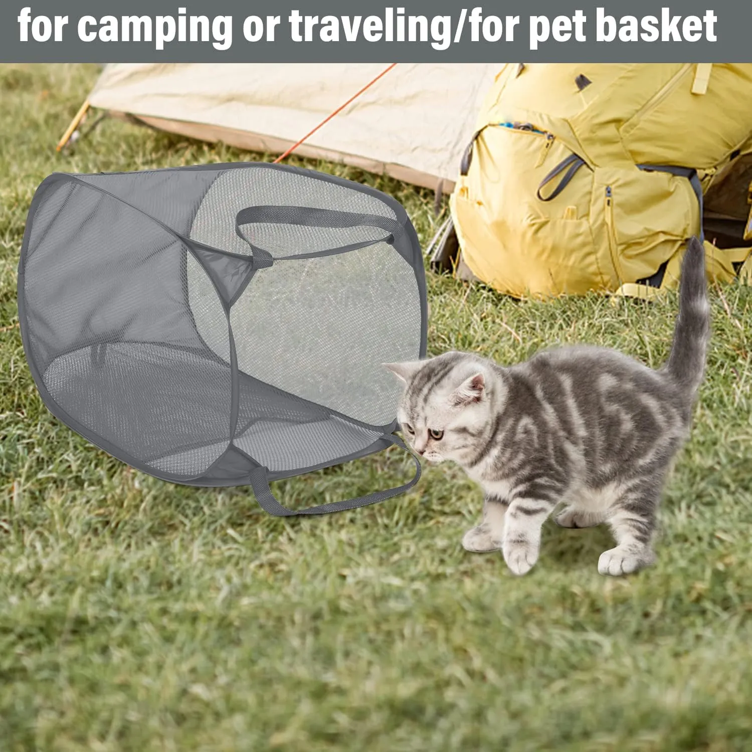 BATTOO 3 Pack Collapsible Laundry Basket Strong Mesh Pop Up Laundry Hamper for Laundry Foldable Hampers with Side Pocket Reinforced Handles for Bathroom, Kids Room, College Dorm or Travel Grey