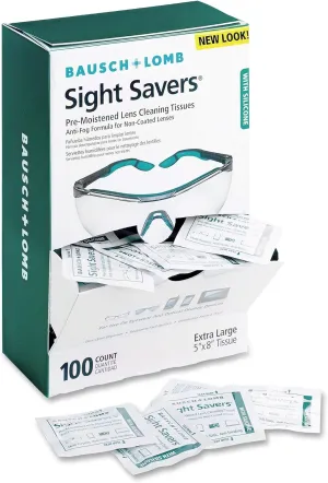 Bausch & Lomb Sight Savers Lens Cleaning Wipes, Pre-Moistened Tissues, Anti-Fog, Cleans Glass and Plastic