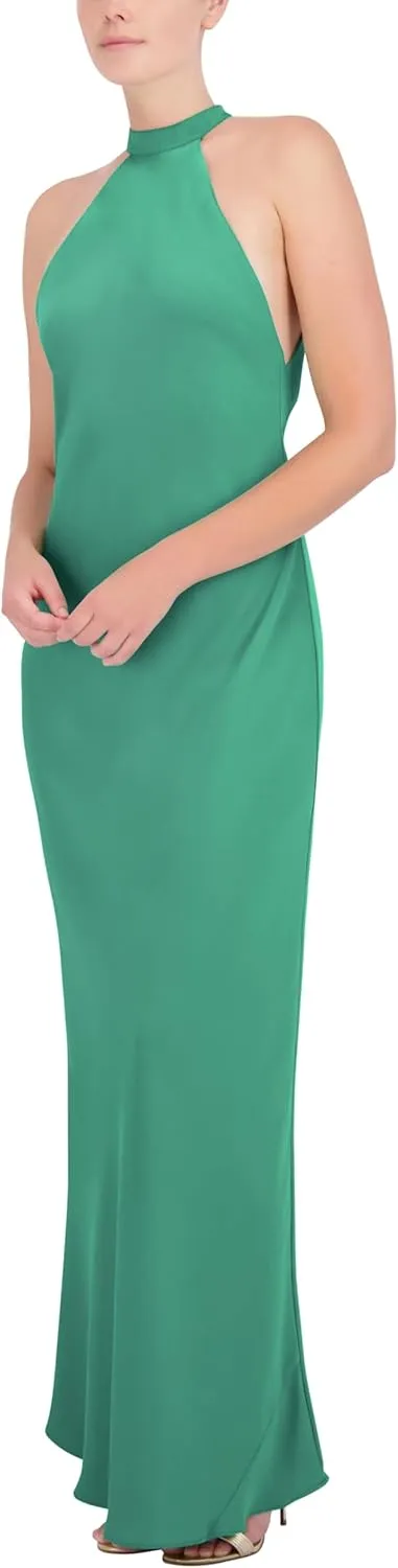BCBGMAXAZRIA Women's Sleeveless Halter Neck Long Evening Dress