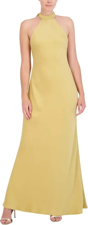 BCBGMAXAZRIA Women's Sleeveless Halter Neck Long Evening Dress