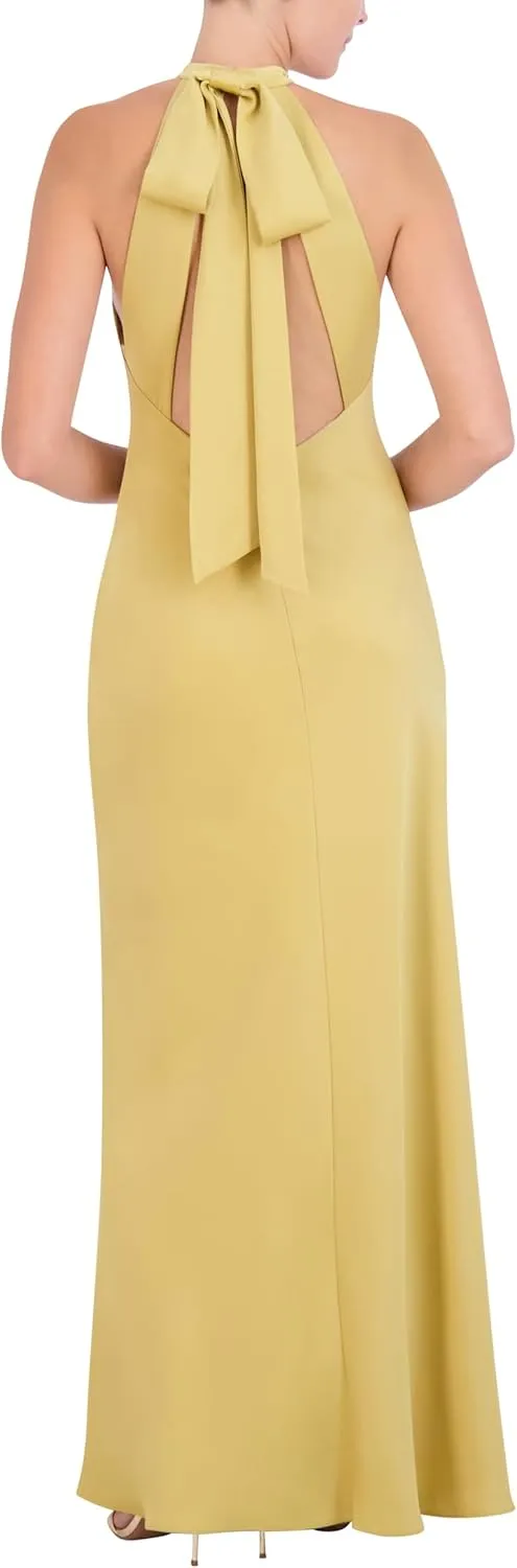 BCBGMAXAZRIA Women's Sleeveless Halter Neck Long Evening Dress