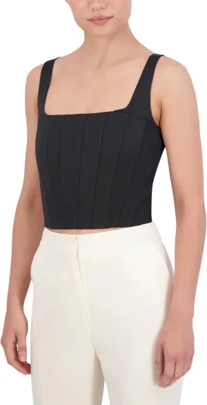 BCBGMAXAZRIA womens Sleeveless Square Neck Corset Top