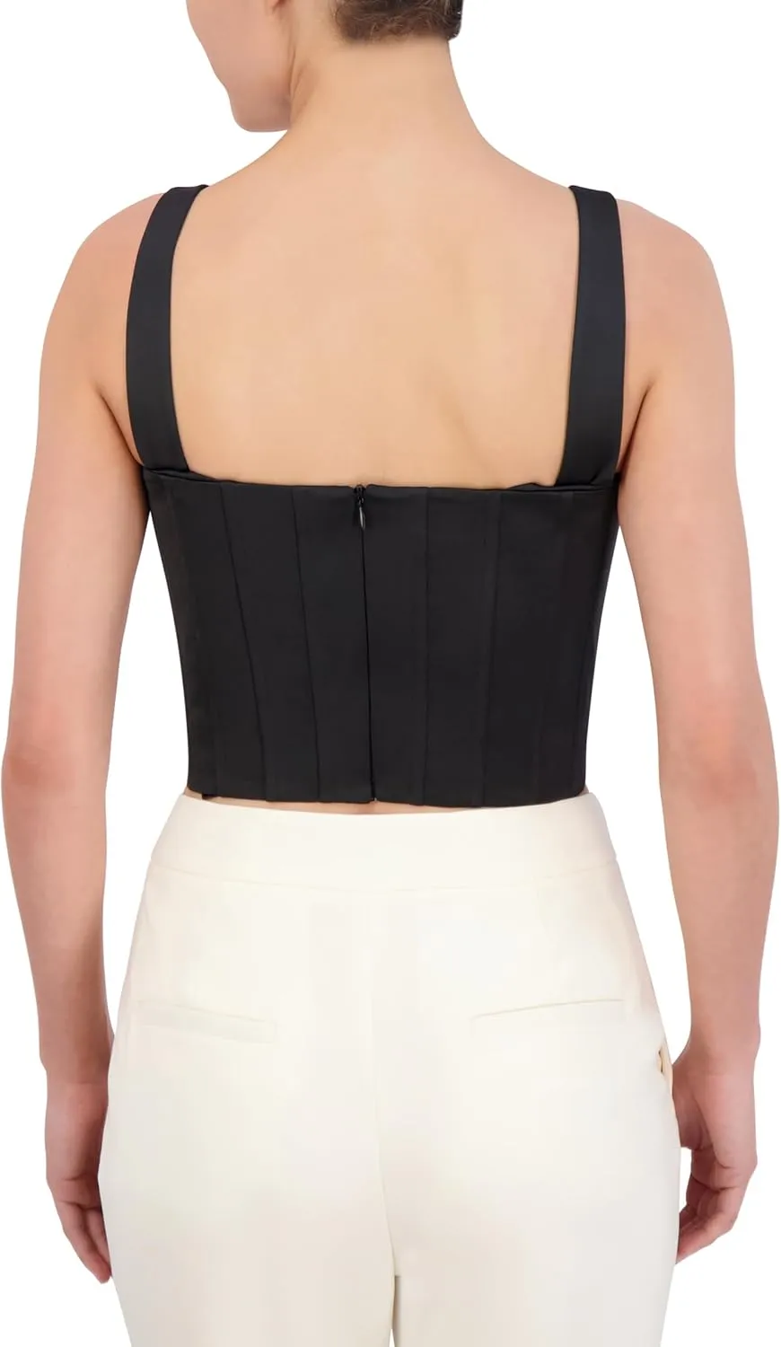 BCBGMAXAZRIA womens Sleeveless Square Neck Corset Top
